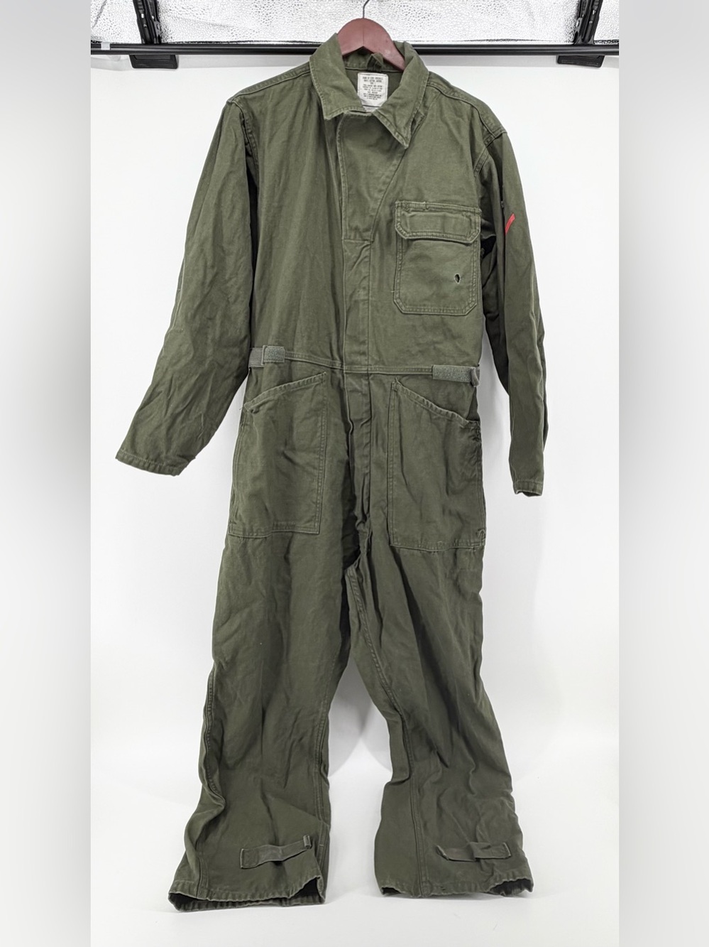 Vintage 1992 US Military Cotton Sateen Coveralls Jumpsuit Med- PO3 Stencil- Flaw